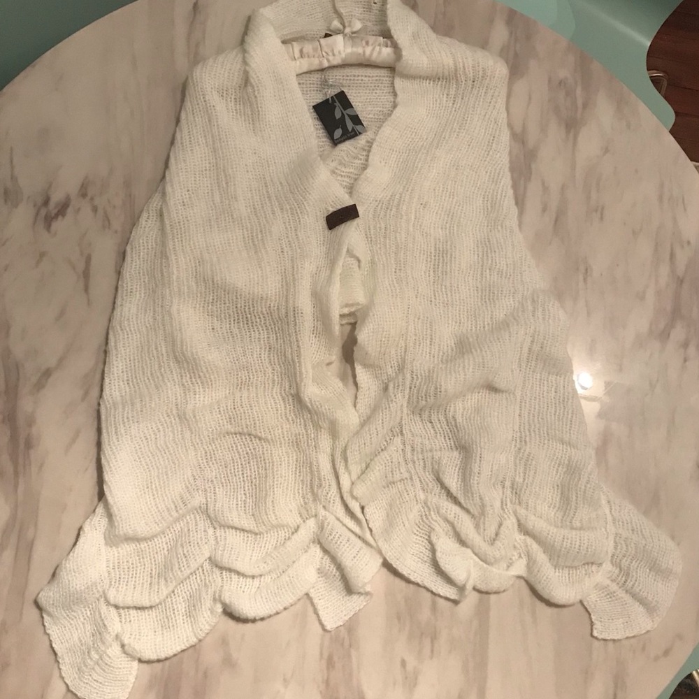 White shawl sweater
